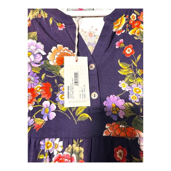 NWT JOHNNY WAS WOMENS DEESS SMALL TIRED HENLEY FLORAL BOHO HIPPIE - Picture 5 of 11